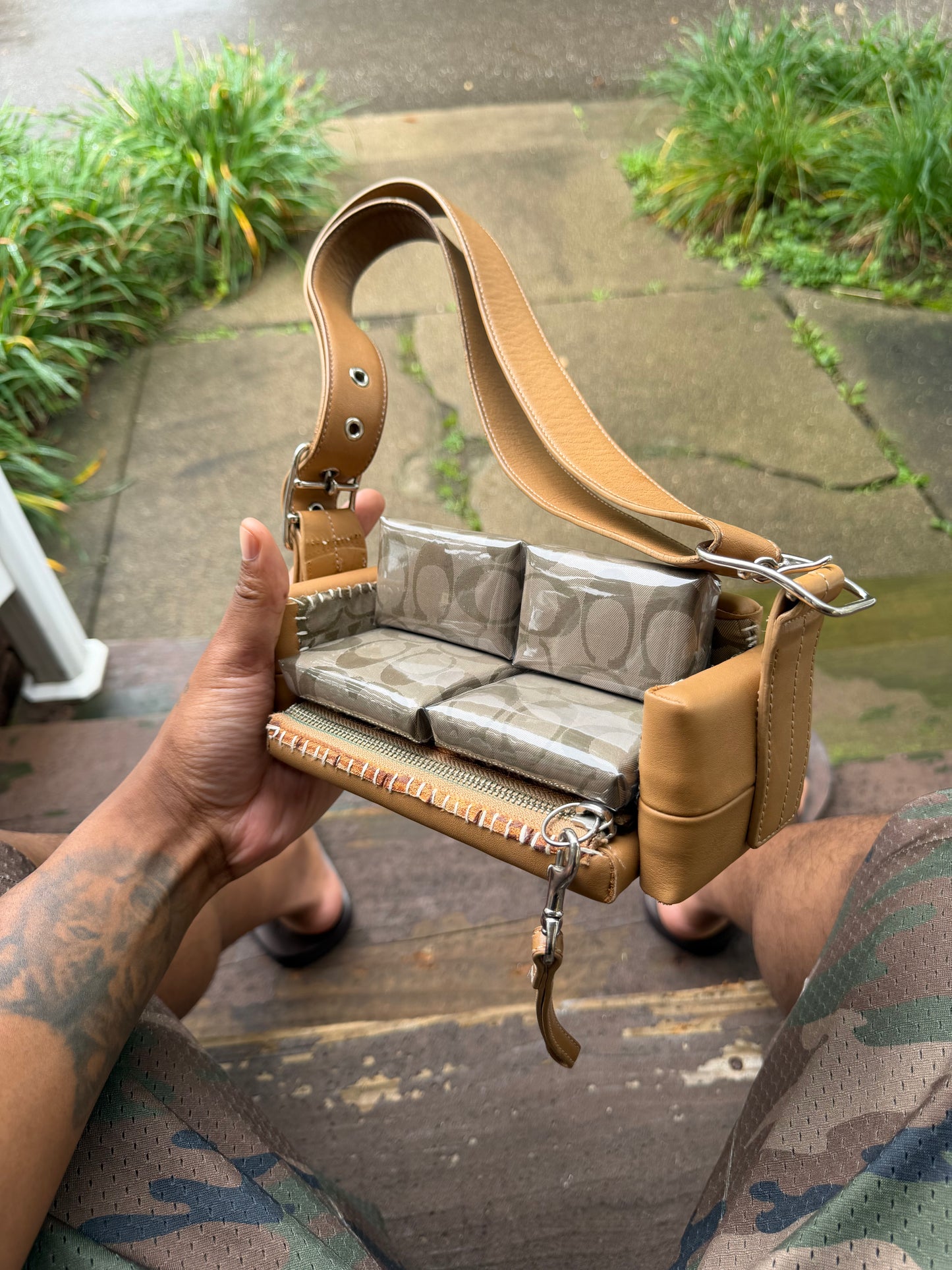 1 of 1 TAN LEATHER 'COACH' COUCH BAG