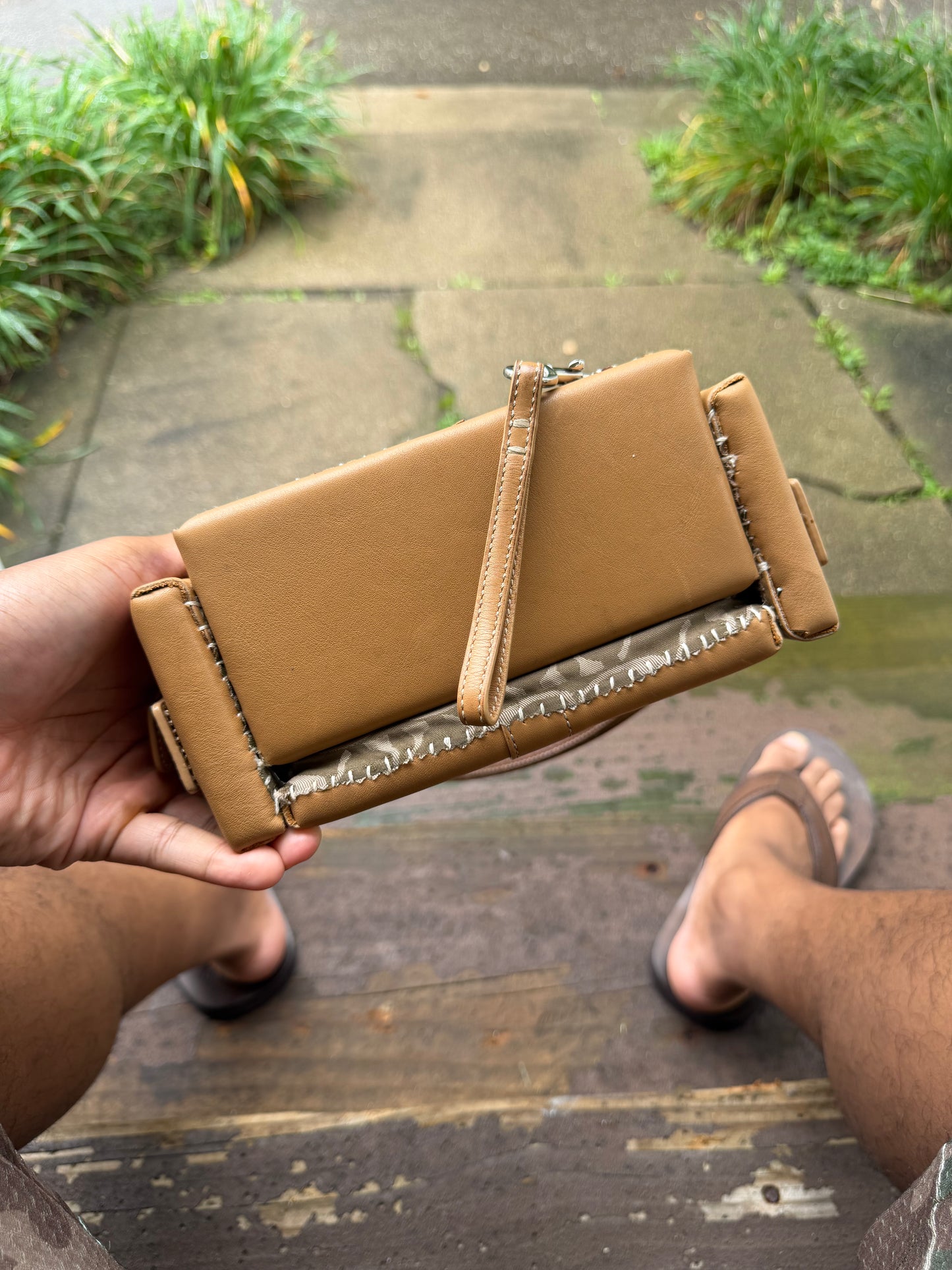 1 of 1 TAN LEATHER 'COACH' COUCH BAG