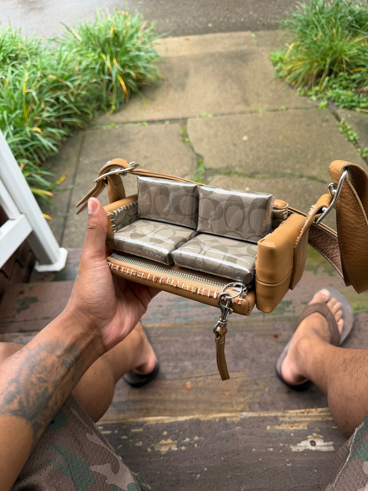 1 of 1 TAN LEATHER 'COACH' COUCH BAG