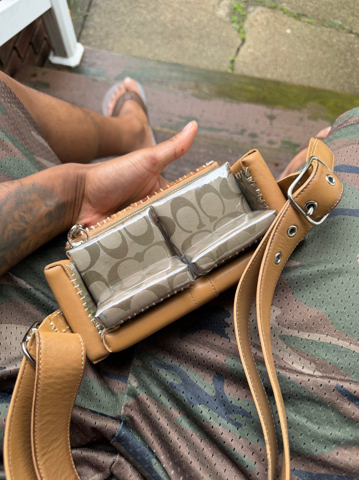 1 of 1 TAN LEATHER 'COACH' COUCH BAG