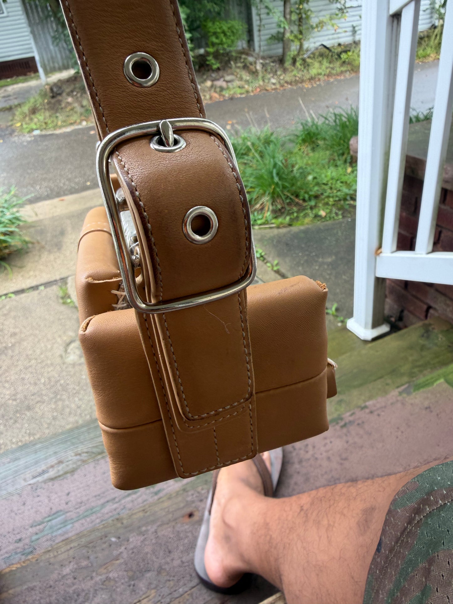 1 of 1 TAN LEATHER 'COACH' COUCH BAG