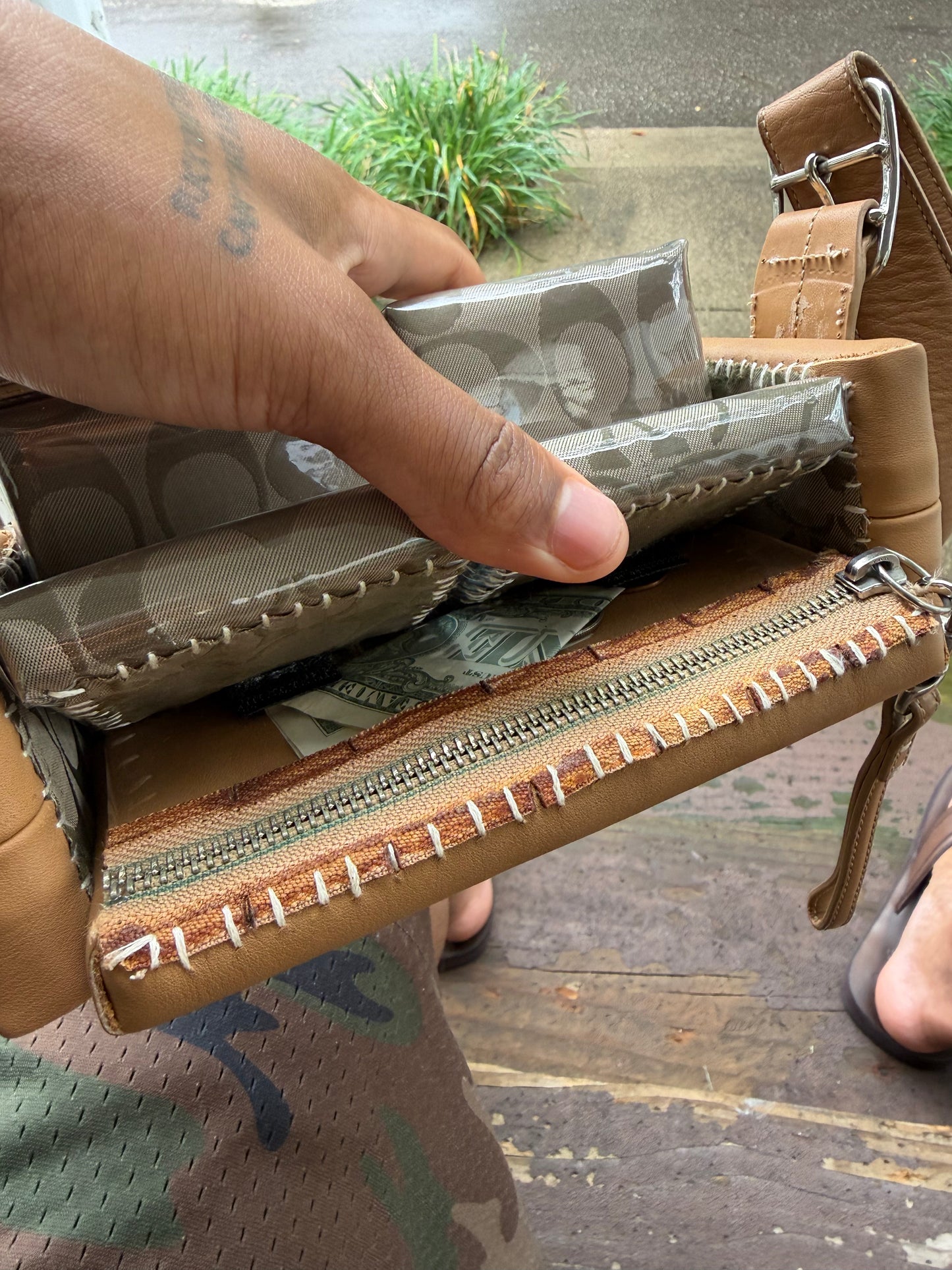 1 of 1 TAN LEATHER 'COACH' COUCH BAG