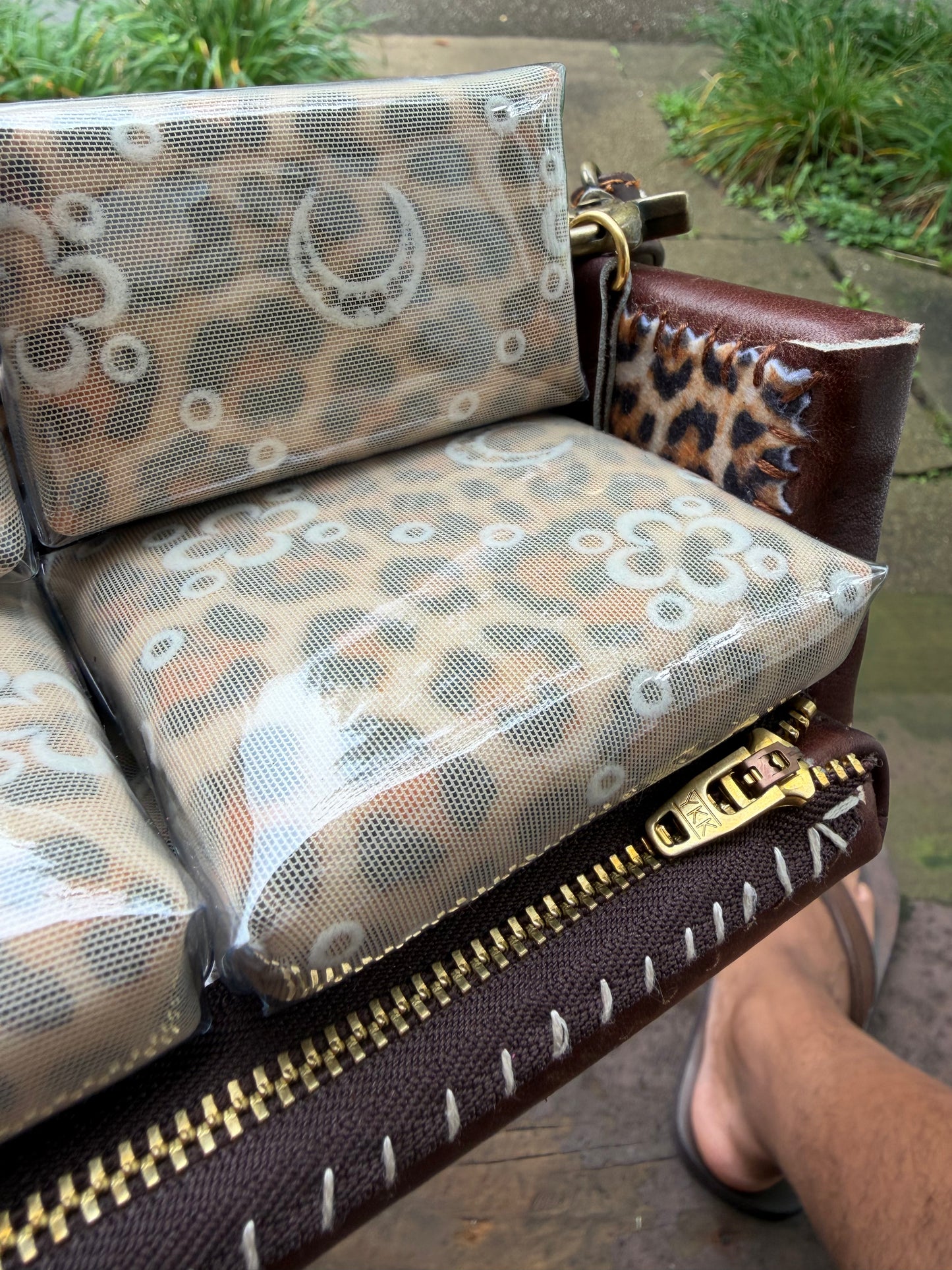 1 of 1 BROWN LEATHER 'MARINE SERRE' COUCH BAG