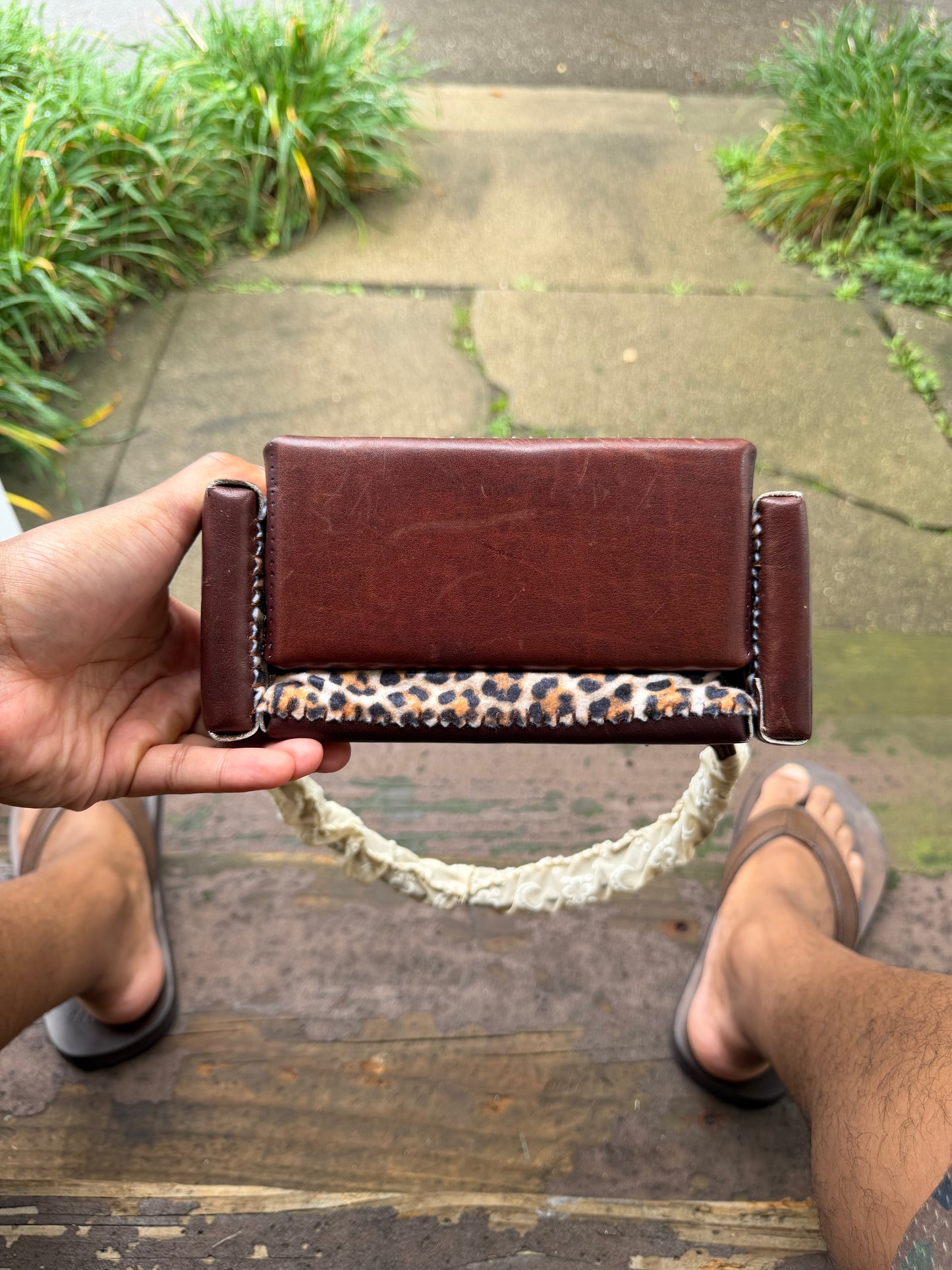 1 of 1 BROWN LEATHER 'MARINE SERRE' COUCH BAG