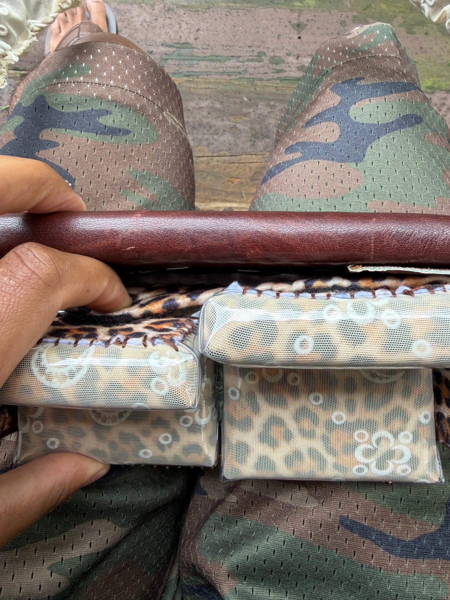 1 of 1 BROWN LEATHER 'MARINE SERRE' COUCH BAG