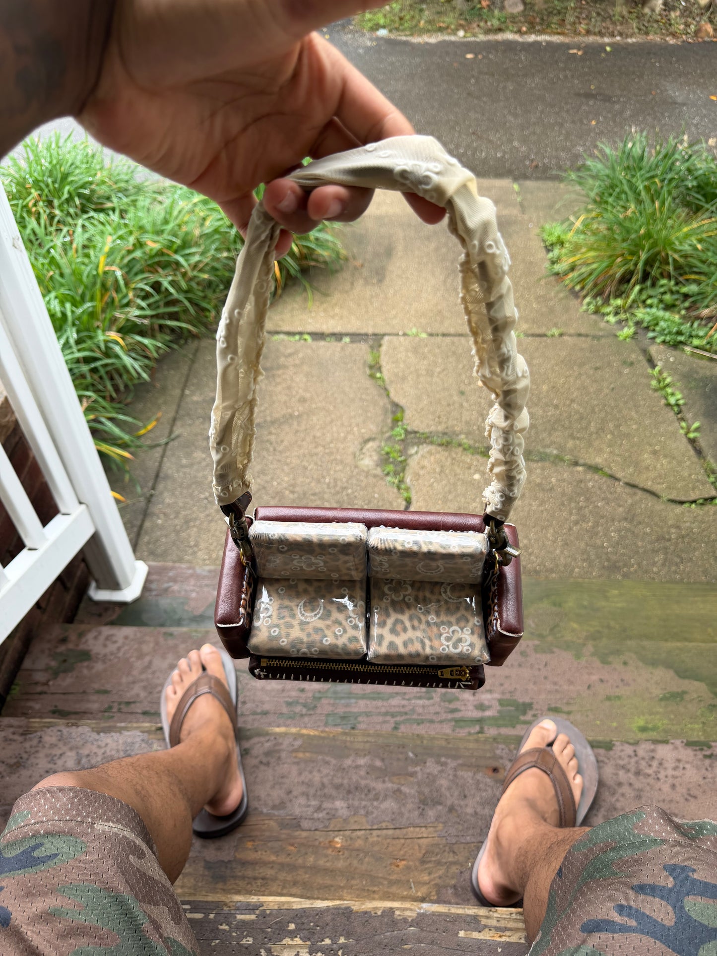 1 of 1 BROWN LEATHER 'MARINE SERRE' COUCH BAG