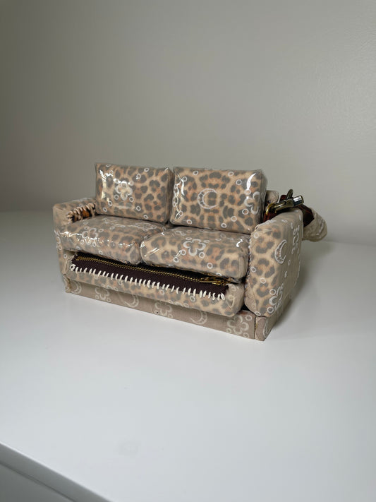 1 of 1 Upcycled 'Marine Serr x Cheetah Print' Loose Change In the Sofa Bag