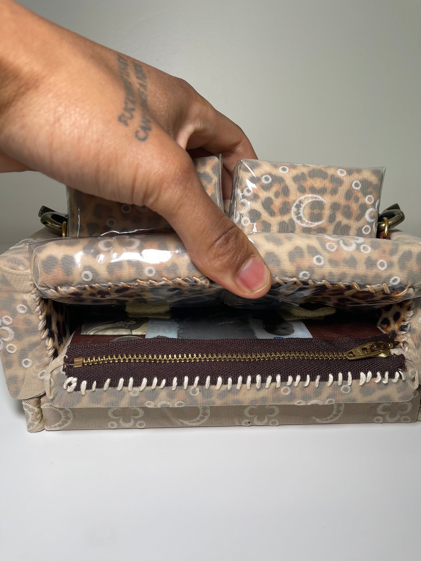 1 of 1 Upcycled 'Marine Serr x Cheetah Print' Loose Change In the Sofa Bag