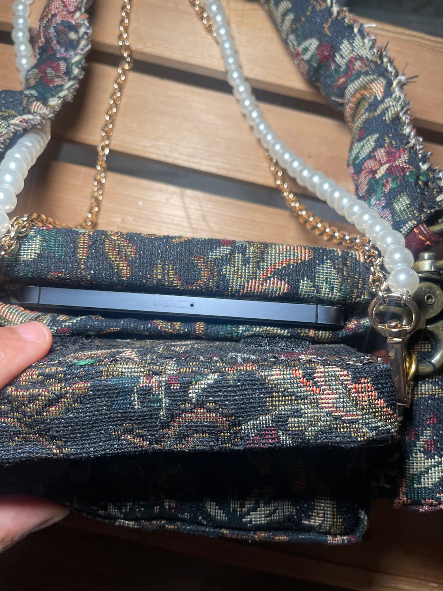 1 of 1 'Loose Change In Grandma's Sofa' Bag - Black Floral