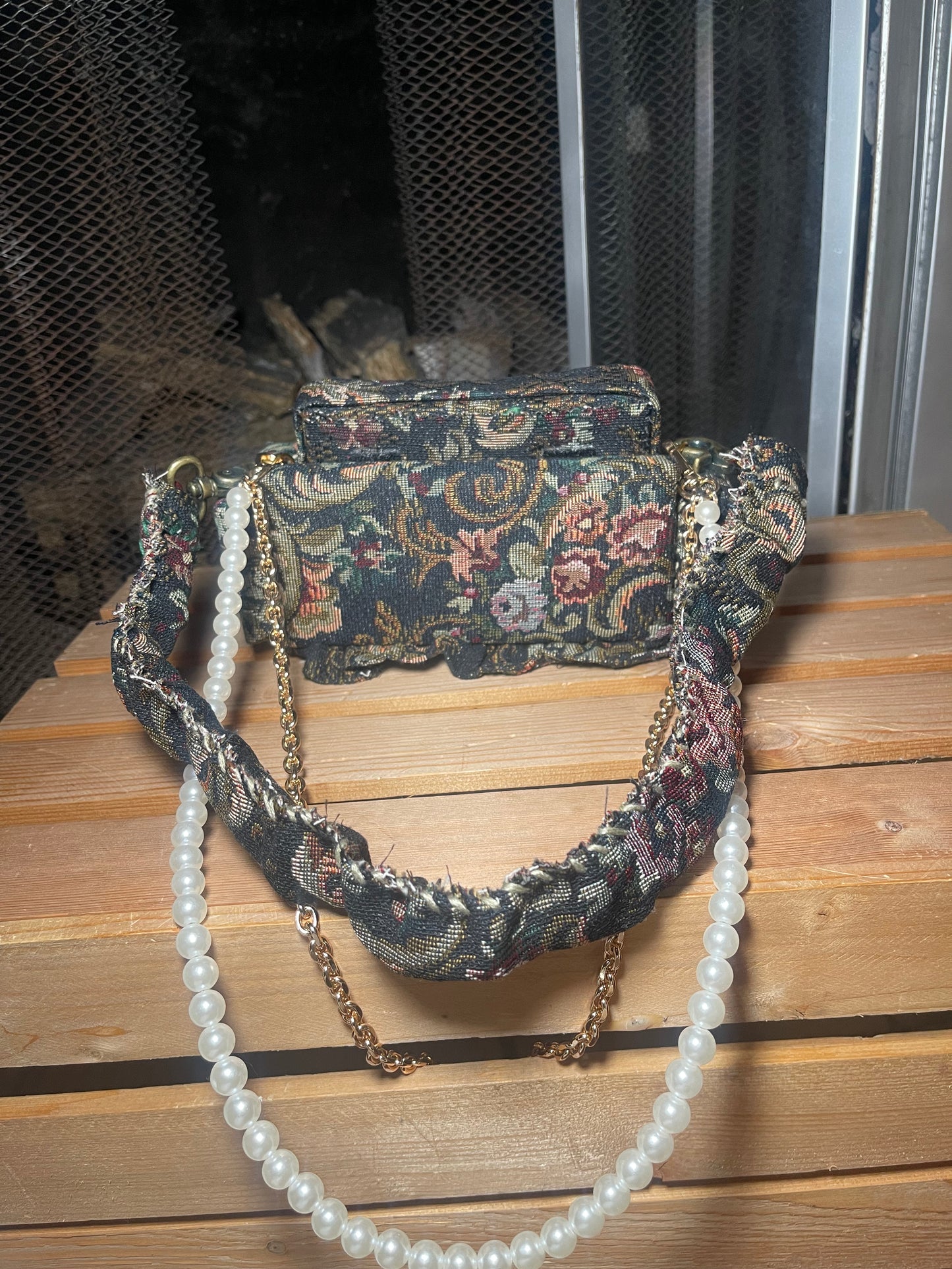 1 of 1 'Loose Change In Grandma's Sofa' Bag - Black Floral