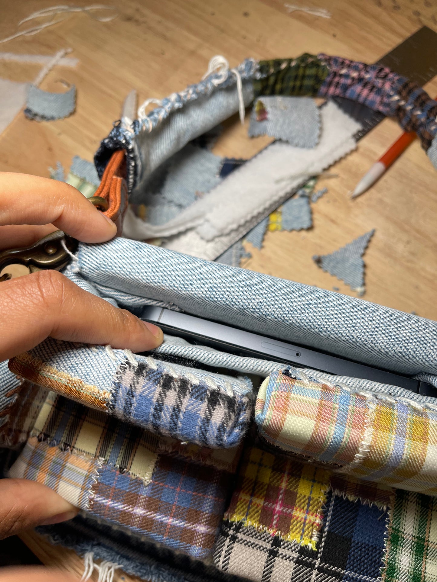 1 OF 1 Denim Patchwork 'Loose Change In The Sofa' Bag