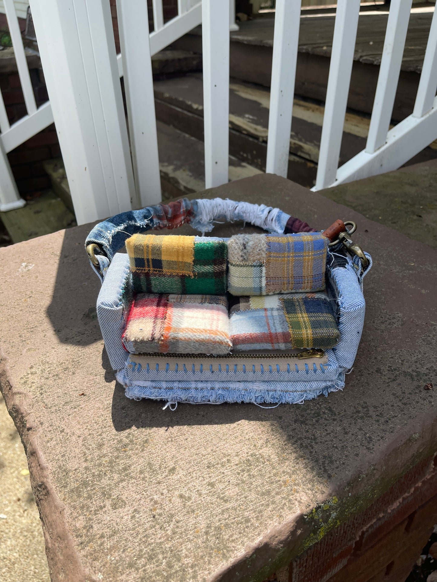 1 of 1 Denim & Patchwork Sofa Bag