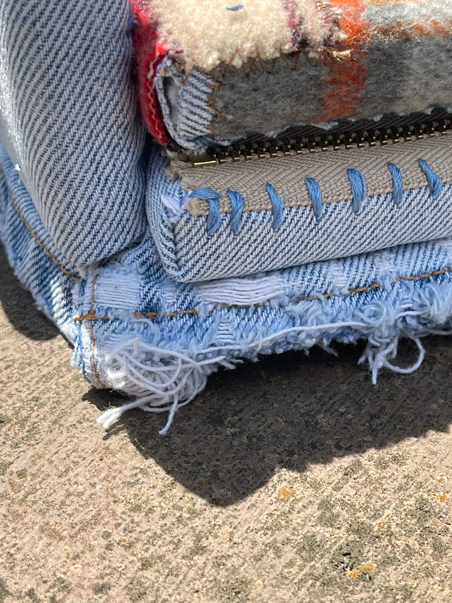 1 of 1 Denim & Patchwork Sofa Bag