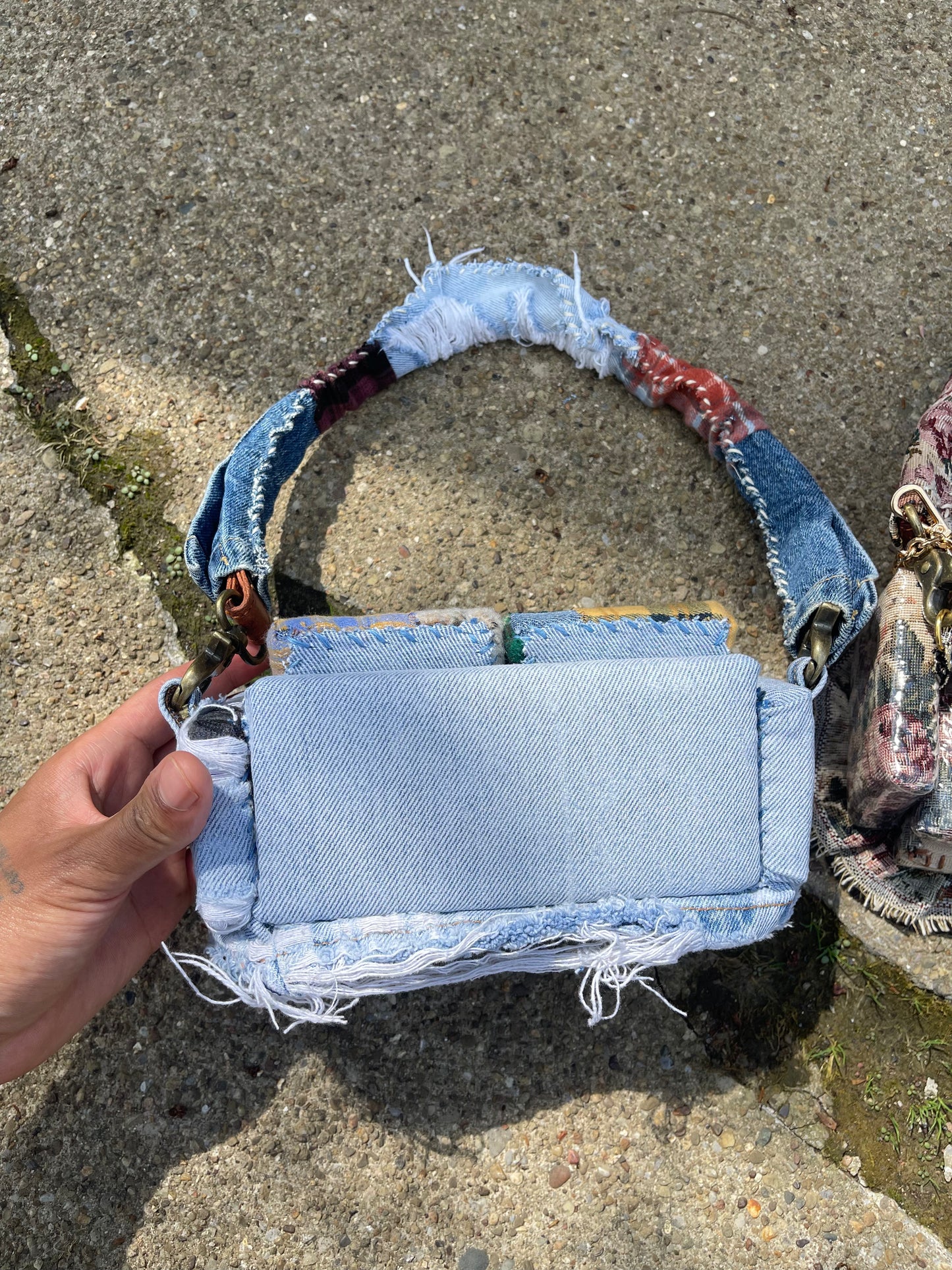 1 of 1 Denim & Patchwork Sofa Bag