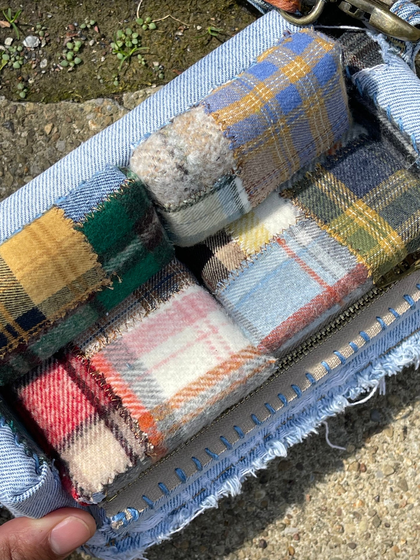 1 of 1 Denim & Patchwork Sofa Bag