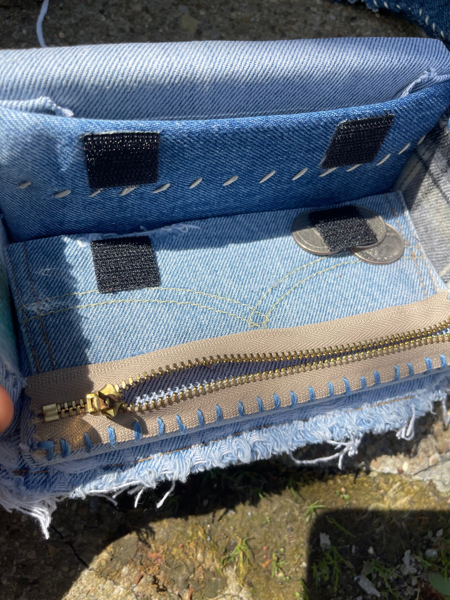 1 of 1 Denim & Patchwork Sofa Bag